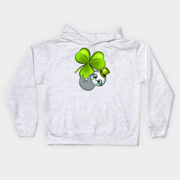 Leprechaun Sloth love Irish Shamrock St Patricks Day 2021 Kids Hoodie by Marcekdesign